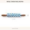 MACKENZIE-CHILDS Rolling Pin, Decorative Roller Pin for Baking, Cute Baking Supplies, Blue-and-White Royal Check(Royal Check)