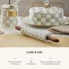 MACKENZIE-CHILDS Rolling Pin, Decorative Roller Pin for Baking, Cute Baking Supplies, Blue-and-White Royal Check(Sterling Check)