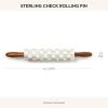 MACKENZIE-CHILDS Rolling Pin, Decorative Roller Pin for Baking, Cute Baking Supplies, Blue-and-White Royal Check(Sterling Check)