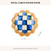 MACKENZIE-CHILDS Round Knob, Decorative Drawer Pull Knob, Blue-and-White Royal Check(Royal Check)