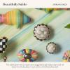 MACKENZIE-CHILDS Round Knob, Decorative Drawer Pull Knob, Blue-and-White Royal Check(Sterling Check)