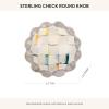 MACKENZIE-CHILDS Round Knob, Decorative Drawer Pull Knob, Blue-and-White Royal Check(Sterling Check)