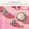 MACKENZIE-CHILDS Round Knob, Decorative Drawer Pull Knob, Blue-and-White Royal Check(Sterling Check)