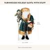MACKENZIE-CHILDS Santa Claus Statue, Christmas Santa Decor for Mantel, Della Robia Sugared(Farmhouse Holiday Santa with Staff)