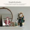MACKENZIE-CHILDS Santa Claus Statue, Christmas Santa Decor for Mantel, Della Robia Sugared(Farmhouse Holiday Santa with Staff)