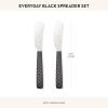 MACKENZIE-CHILDS Set of 2 Everyday Spreaders, Stainless-Steel Butter Knife Set, Leather(Black)