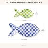 MACKENZIE-CHILDS Set of 2 Stoneware Serving Platters, Decorative Serving Platters for Food, Go Fish