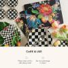 MACKENZIE-CHILDS Set of 4 Cork-Back Placemats, Hard-Finish Table Mats, (Color) Flower Market(Black Lapis Flower Market)