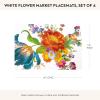 MACKENZIE-CHILDS Set of 4 Cork-Back Placemats, Hard-Finish Table Mats, (Color) Flower Market(White Flower Market)