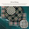 MACKENZIE-CHILDS Set of 4 Cork-Back Placemats, Hard-Finish Table Mats, Courtly Flower Market(Black Tartan)