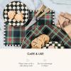 MACKENZIE-CHILDS Set of 4 Cork-Back Placemats, Hard-Finish Table Mats, Courtly Flower Market(Black Tartan)