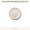 MACKENZIE-CHILDS Set of 4 Enamel Appetizer Plates, Mini Dessert Plates, 5 Inches, Blue-and-White Royal Check(Rosy Check)