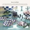 MACKENZIE-CHILDS Set of 4 Enamel Appetizer Plates, Mini Dessert Plates, 5 Inches, Blue-and-White Royal Check(Royal Check)