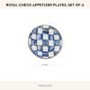 MACKENZIE-CHILDS Set of 4 Enamel Appetizer Plates, Mini Dessert Plates, 5 Inches, Blue-and-White Royal Check(Royal Check)