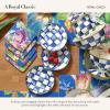 MACKENZIE-CHILDS Set of 4 Enamel Appetizer Plates, Mini Dessert Plates, 5 Inches, Blue-and-White Royal Check(Royal Check)