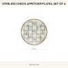 MACKENZIE-CHILDS Set of 4 Enamel Appetizer Plates, Mini Dessert Plates, 5 Inches, Blue-and-White Royal Check(Sterling Check)