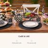 MACKENZIE-CHILDS Set of 4 Everyday Lunch Plates, Microwave-Safe and Dishwasher-Safe Stoneware Plates, Black-and-White Courtly Check