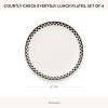 MACKENZIE-CHILDS Set of 4 Everyday Lunch Plates, Microwave-Safe and Dishwasher-Safe Stoneware Plates, Black-and-White Courtly Check