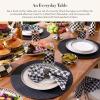 MACKENZIE-CHILDS Set of 4 Everyday Lunch Plates, Microwave-Safe and Dishwasher-Safe Stoneware Plates, Black-and-White Courtly Check