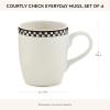 MACKENZIE-CHILDS Set of 4 Everyday Mugs, Dishwasher-Safe and Microwave-Safe, 14-Ounce Capacity, Black-and-White Courtly Check