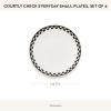 MACKENZIE-CHILDS Set of 4 Everyday Small Plates, Microwave-Safe and Dishwasher-Safe Stoneware Salad Plates, Black-and-White Courtly Check