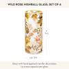 MACKENZIE-CHILDS Set of 4 Highball Glasses, Tall Drinking Glasses, Wild Rose