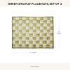 MACKENZIE-CHILDS Set of 4 Sinamay Placemats, Durable Woven Table Mats, Black(Green)