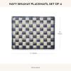 MACKENZIE-CHILDS Set of 4 Sinamay Placemats, Durable Woven Table Mats, Black(Navy)