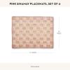 MACKENZIE-CHILDS Set of 4 Sinamay Placemats, Durable Woven Table Mats, Black(Pink)