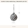 MACKENZIE-CHILDS Set of 6 Courtly Check Medium Ball Ornaments, Christmas Tree Decorations