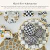 MACKENZIE-CHILDS Set of 6 Courtly Check Medium Ball Ornaments, Christmas Tree Decorations