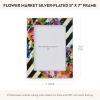 MACKENZIE-CHILDS Silver-Plated 4″ x 6″ Frame, Cute Tabletop Decor, Gray-and-White Sterling Check(Courtly Stripe Flower Market)