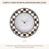MACKENZIE-CHILDS Silver-Plated Round Desk Clock, Decorative Clock for Living Room, Kitchen, or Office, Black-and-White Courtly Check(Courtly Check)