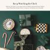 MACKENZIE-CHILDS Silver-Plated Round Desk Clock, Decorative Clock for Living Room, Kitchen, or Office, Black-and-White Courtly Check(Flower Market)