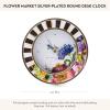 MACKENZIE-CHILDS Silver-Plated Round Desk Clock, Decorative Clock for Living Room, Kitchen, or Office, Black-and-White Courtly Check(Flower Market)