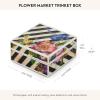 MACKENZIE-CHILDS Silver-Plated Trinket Box, Small Storage Box for Jewelry, Keepsakes, Ring Storage, or Gift Giving, Gray-and-White Sterling Check(Flower Market)