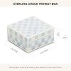 MACKENZIE-CHILDS Silver-Plated Trinket Box, Small Storage Box for Jewelry, Keepsakes, Ring Storage, or Gift Giving, Gray-and-White Sterling Check(Sterling Check)
