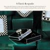 MACKENZIE-CHILDS Silver-Plated Trinket Box with Check Knob, Small Decorative Box for Jewelry, Keepsakes, Ring Storage, or Gift Giving, Black(Black)
