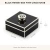 MACKENZIE-CHILDS Silver-Plated Trinket Box with Check Knob, Small Decorative Box for Jewelry, Keepsakes, Ring Storage, or Gift Giving, Black(Black)