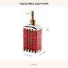 MACKENZIE-CHILDS Soap Pump Dispenser, Decorative Liquid-Soap Dispenser for Bathroom or Kitchen, Red Tartan(Red Tartan)