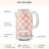 MACKENZIE-CHILDS Stainless-Steel Electric Kettle Bundle with Stainless-Steel 2-Slice Toaster, Pink-and-White Rosy Check
