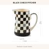 MACKENZIE-CHILDS Stoneware Pitcher with Spout, Decorative Drink Pitcher, 1.75 Quarts, Black Check(Black)