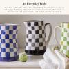 MACKENZIE-CHILDS Stoneware Pitcher with Spout, Decorative Drink Pitcher, 1.75 Quarts, Black Check(Black)