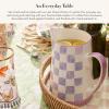MACKENZIE-CHILDS Stoneware Pitcher with Spout, Decorative Drink Pitcher, 1.75 Quarts, Black Check(Lilac)