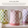 MACKENZIE-CHILDS Stoneware Pitcher with Spout, Decorative Drink Pitcher, 1.75 Quarts, Black Check(Pink)