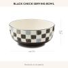 MACKENZIE-CHILDS Stoneware Serving Bowl, Large Decorative Bowl, 14-Cup Capacity, Lilac Check(Black)