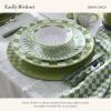 MACKENZIE-CHILDS Stoneware Serving Bowl, Large Decorative Bowl, 14-Cup Capacity, Lilac Check(Green)