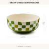 MACKENZIE-CHILDS Stoneware Serving Bowl, Large Decorative Bowl, 14-Cup Capacity, Lilac Check(Green)