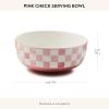 MACKENZIE-CHILDS Stoneware Serving Bowl, Large Decorative Bowl, 14-Cup Capacity, Lilac Check(Pink)