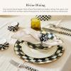 MACKENZIE-CHILDS Supper Club 3-Piece Place Setting, Fork, Spoon, and Knife Dinner Flatware Set, Black-and-White Courtly Check(Courtly Check)